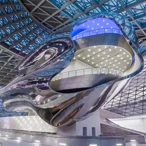 Modern 304 Stainless Steel Facade Art Cloud Sculpture For Museum