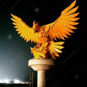 9m High Falcon Sculpture Customized Golden Large Brass Eagle Sculpture Statue