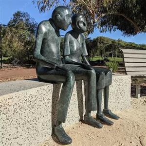 Life Size Bronze Monument Together Lost Wax Casting Sculpture Monument