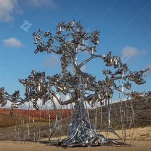Stainless Steel Sculpture-People Tree Mirror Polished