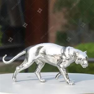Cast Stainless Steel Sculpture , Large Metal Cheetah Sculpture For Garden