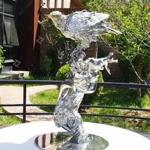 Modern Animal Metal Sculptures , Casting Metal Falcon Statue