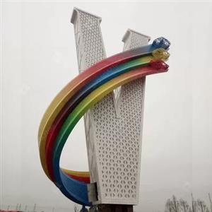 V Shape Modern Stainless Steel Sculpture With LED Decoration