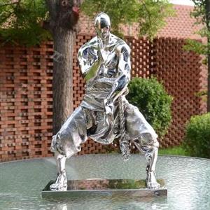 Modern Stainless Steel Statue Mirror Polished Cast China Warrior Statues