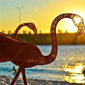 Custom Stainless Steel Sculpture Medium Size Metal Flamingo Sculpture