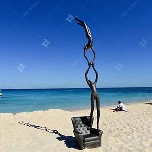 Commissioned Bronze Sculpture Hearts In Paradise Customized Size