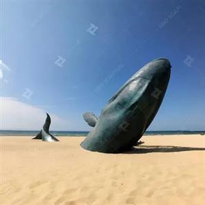 Large Size Forged Whale Bronze Sculpture With Stainless Steel Slide Inside