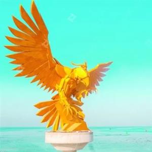 Golden Large Brass Falcon Sculpture Hand Forging Brass Eagle Statue