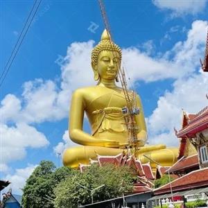 Giant Gold Painted Thai Bronze Buddha Statues Large Size Hand Forging