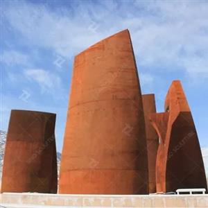Outdoor Nature Rusted Metal Sculpture , Large Corten Steel Architecture Sculpture