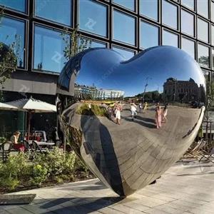 High Standard Mirror Polishing Stainless Steel Heart Sculpture For Public Art