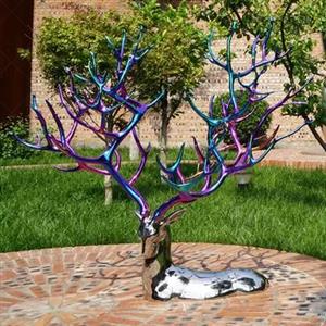 Color Titanium Plating Stainless Steel Casting Deer Artistic Sculpture