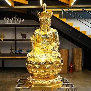 Gold Leaf Bronze Ksitigarbha Bodhisattva Statue Custom Antique Bronze Buddha Statues