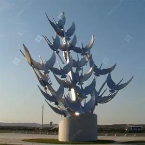 Urban Decoration Spray Paint Sculpture Stainless Steel Flying Crane Sculpture